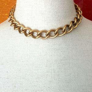 Vintage Monet Gold Tone Chunky Curb Link Choker Necklace